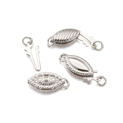 12pcs Oval Filigree Pearl Clasp Single Strand Jewelry Clasp Connector 13x5.5mm - Image 1 of 4