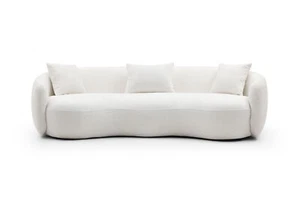 Mid Century Modern Curved Living Room Sofa, 4-Seat Boucle Fabric Couch for Bedro - Picture 1 of 12