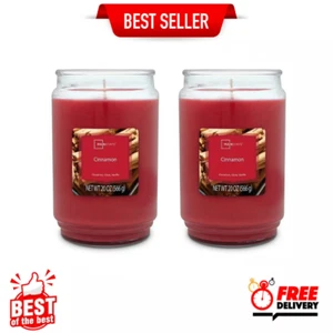 Cinnamon Scented Single-Wick Large Glass Jar Candle, 20 Oz, Cylinder (2 Pack) - Picture 1 of 12