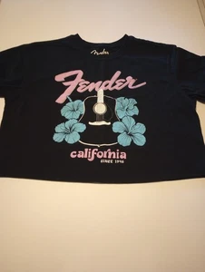 Fender California since 1946 Crop top graphic t-shirt black womens Large - Picture 1 of 3