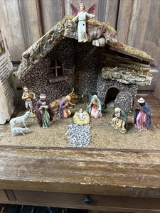Vintage Sears Christmas Nativity Set Stable Kings Cow Donkey Sheep Italy 1970’s - Picture 1 of 24