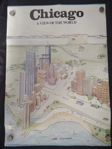 Vintage 1983 Chicago: A View of the World Poster ~ Harvey Hutter C1 - Bild 1 von 11