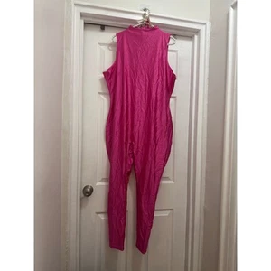 SKIMS Size 4X Shine Spandex Catsuit Jersey Mock Neck Sleeveless Catsuit Hot Pink - Picture 1 of 9