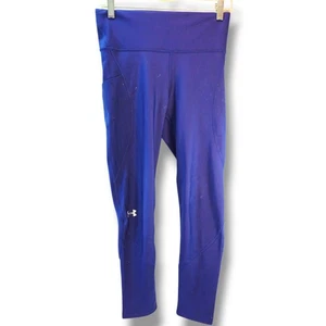 Under Armour Heatgear Compression Leggings Women's Med Navy Blue Pockets Stretch - Picture 1 of 10