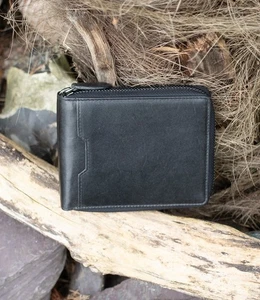 OFERTA - Cartera de cuero negra con cremallera alrededor para hombre - Ex exhibición - Imagen 1 de 7