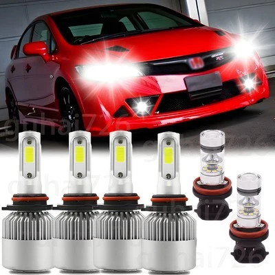 Combo de faros LED altos/bajos + faros antiniebla 6000K para Honda Civic 2004-2015 Foto 1 de 4