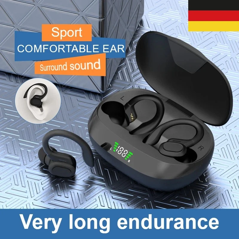 MARKENLOS Kopfhörer Bluetooth 5.4 In Ear Ohrbügel Kabellos TWS Sportkopfhörer mit Mikrofon