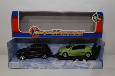 B86 1:43 WELLY ROAD MASTERS BMW X5 CON RIMORCHIO PEUGEOT 206 CC 206CC MIB - Immagine 1 di 4