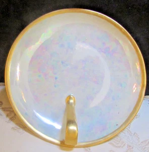 FRANCIA 1920 Opalescente PORC Mango de Dedo, PLATO DE DULCES con Acento de Oro 24k Aplicado - Imagen 1 de 4