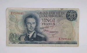 1968 - Grand-Duché De Luxembourg - 20 (Twenty) Francs, Serial No. E 799641 - Picture 1 of 2