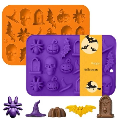 Halloween Silicone Chocolate Molds - 18 Cavity Fudge and Candy Purple Orange  - Image 1 of 4