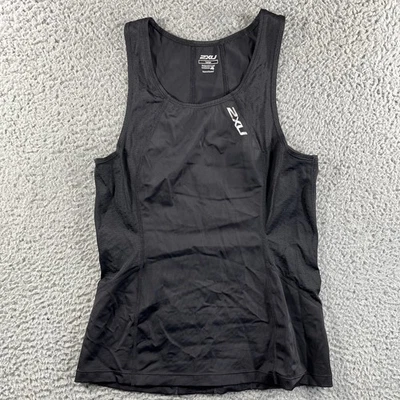 2XU REGATA FEMININA GRANDE PRETA SEM MANGAS COMPRESSÃO CORRIDA TRIATLO ATLETA - Imagem 1 de 4