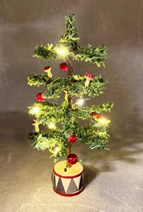 Weihnachtsbaum Christbaum Miniatur beleuchtet Pilz Puppenstube Glas Trommel 18cm - Bild 1 von 7