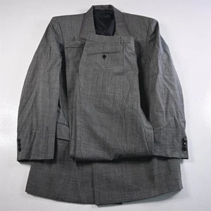 Vtg 40L 33x32 Gray Glenn Check 100% Wool Double Breasted Mens Jacket Pants Suit - Picture 1 of 12