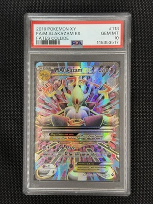 2016 POKEMON XY FATES COLLIDE #118 FULL ART/M ALAKAZAM EX PSA 10 - Image 1 of 2