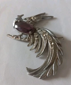 Großer silberfarbener Vogel mit lila Auge & großem Stein. - Bild 1 von 5