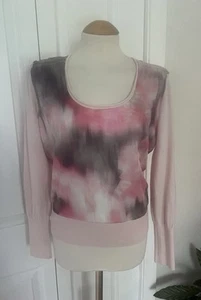 TED BAKER lusindi light pink satin front linen blend floral print jumper 2 sz 10 - Picture 1 of 6