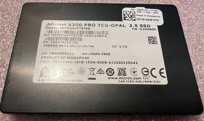 Micron 5300 PRO 7.68TB SATA 6Gb/s 2.5" TLC 7680GB SSD MTFDDAK7T6TDS - Image 1 of 2