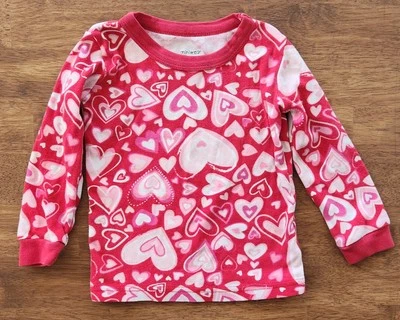 Camisa Pijama Corazón Manga Larga 100% Algodón, Rojo y Rosa, 24 Meses Foto 1 de 3