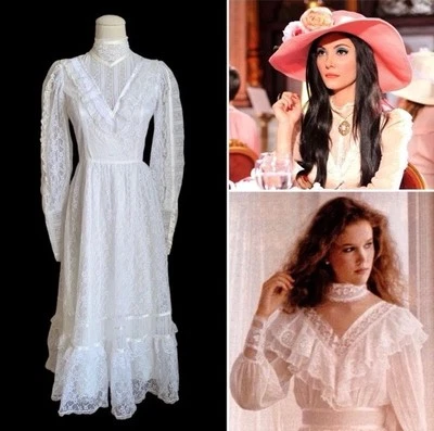 Vintage 70s GUNNE SAX  Jessica Prairie Ruffled Floral Lace Edwardian Wedding XS - Image 1 of 4