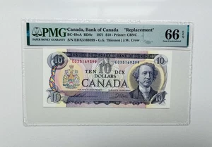 1971 Bank of Canada $10 BC-49eA SOSTITUZIONE PMG-66 EPQ - Foto 1 di 2