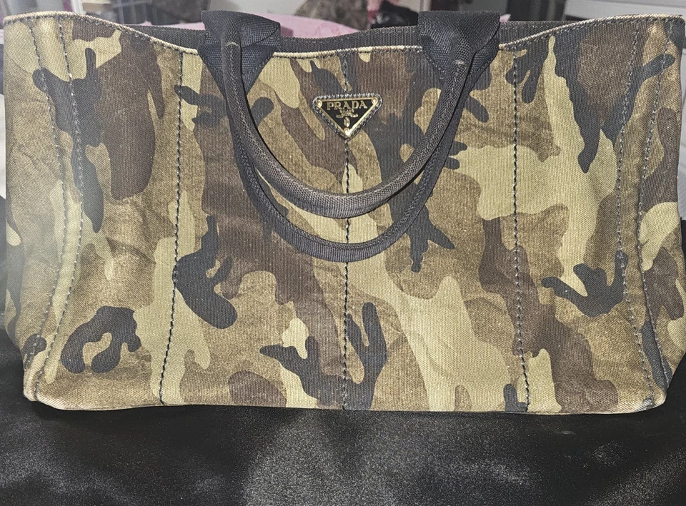 PRADA Canapa Camouflage Tote Bag 100% Authentic Used - Image 1 of 4