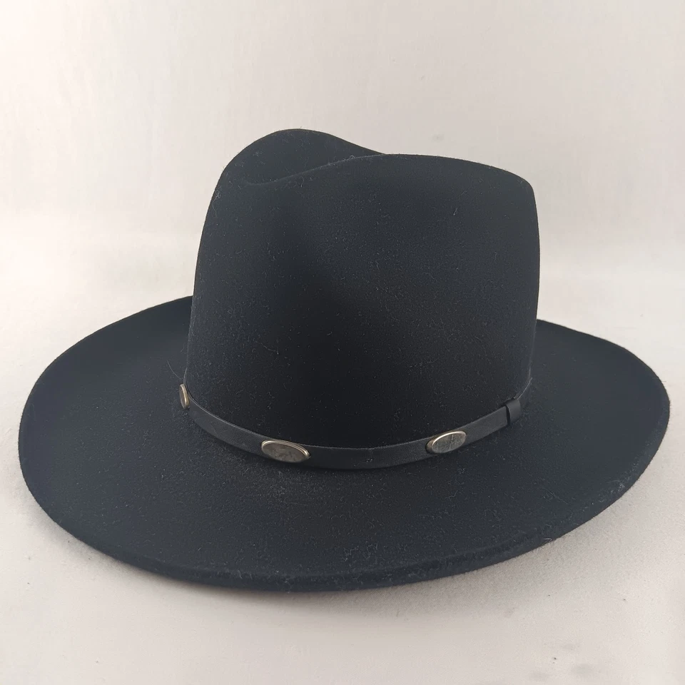 ВИНТАЖНЫЙ Stetson черный 4 x бобра меха войлок ковбой шляпа мужская 6 7/8 55 см - Изображение 1 из 4