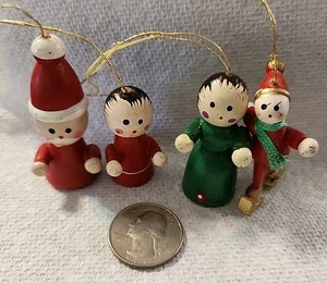 4er Set Weihnachtsschmuck aus Holz bemalt Vintage Deutsch - Bild 1 von 7