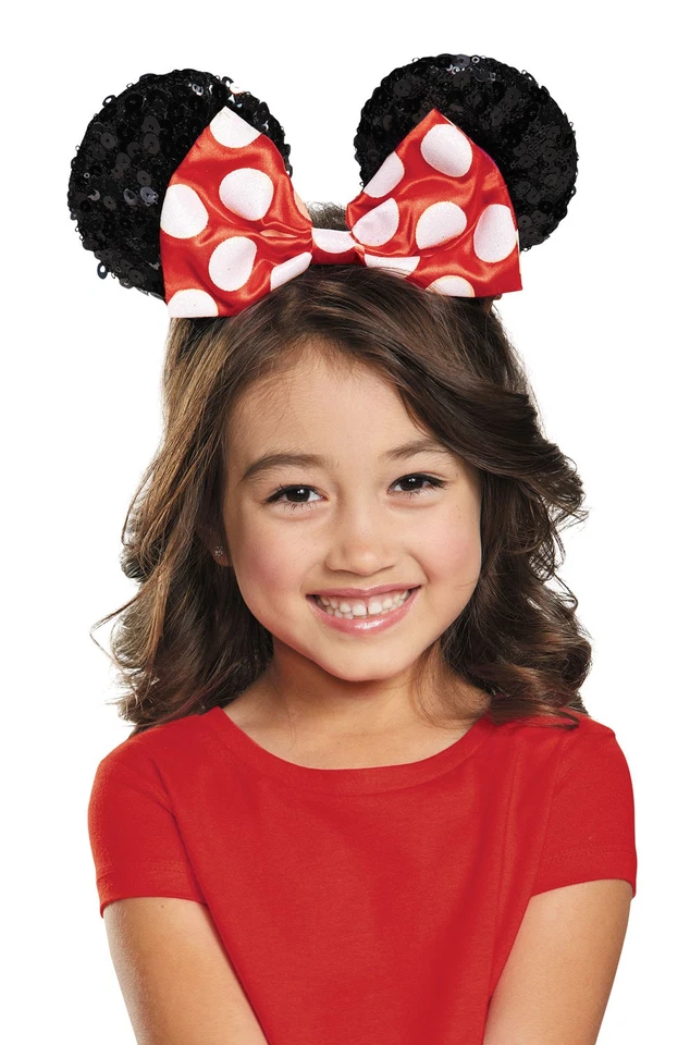 Nuevo Disney Rojo Minnie Mouse Lentejuelas Niño Orejas Foto 1 de 1