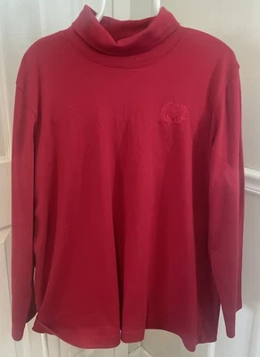 Vintage Blair Turtleneck Blouse Sz 2Xlg Red Embroidered Long Sleeve Top - Image 1 of 4