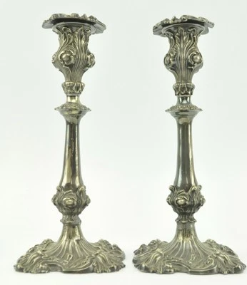 Antique PAIR OF 19TH CENTURY VICTORIAN SILVER PLATED CANDLESTICKS - Image 1 of 4