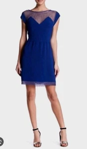 The Kooples Relief Crepe Dress Blue Stretch Size Medium Back Zipper Sleeveless - Picture 1 of 12