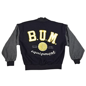 Chaqueta De Colección BUM Equipment Para Hombres M Negra Colegio Universitario Bombardero Mezcla de Lana Años 90 1993 - Imagen 1 de 14