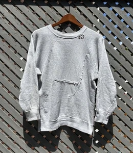 Hanes 1950s Vintage Distressed Breeze Shield Gray Crewneck Sweatshirt Size Large - Picture 1 of 6