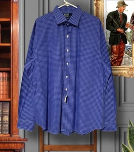 Neu ohne Etikett! POLO RALPH LAUREN REGENT HERREN XXL 18" INDIVIDUELLE PASSFORM BLAU KARIERT ANZUGHEMD - Bild 1 von 16