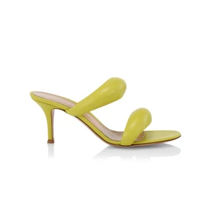 NWOB Gianvito Rossi Bijoux Mule Sandals Heels Womens 37 7 Lime Green Leather NEW - Picture 1 of 9