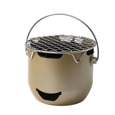 Grelhas portáteis a carvão, mini churrasqueira a carvão de aço inoxidável, pequena área externa... - Imagem 1 de 4