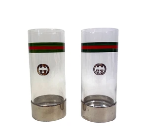 Gucci Barware; Pair of original Vintage Gucci Highball Glasses, c. 1970s - Picture 1 of 6