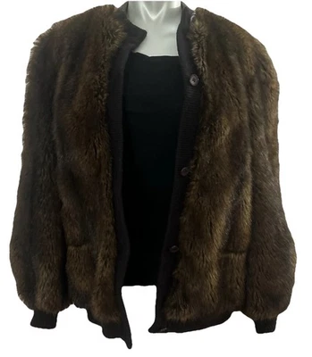 Abrigo De Colección Lilli Ann Marrón Imitación Piel Chaqueta Mediana/Grande Bohemia Chic Rock Lujo Foto 1 de 4