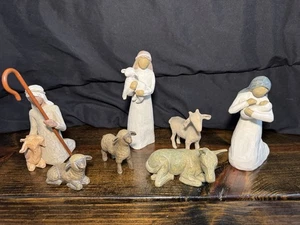 ✅Weidenbaumkrippe ✅Lordi ✅7 Teile ✅Maria Baby ✅Hirten ✅Esel ✅Lamm ✅Schaf - Bild 1 von 8