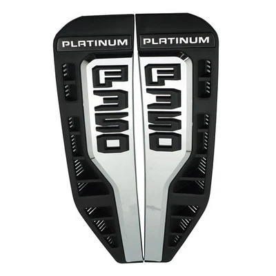 Nuevo Se Adapta a 2023-2025 F350 Platinum Guardabarros LH + RH Placa de Identificación Emblema Negro Plata Foto 1 de 4