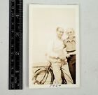 Vintage Snapshot Americana Photograph Older Couple Bike Bicycle 1924 Love
