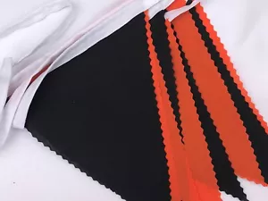 Handmade Fabric Bunting ORANGE AND BLACK.Halloween.Ready to post. 10,20,40 ft - Picture 1 of 1