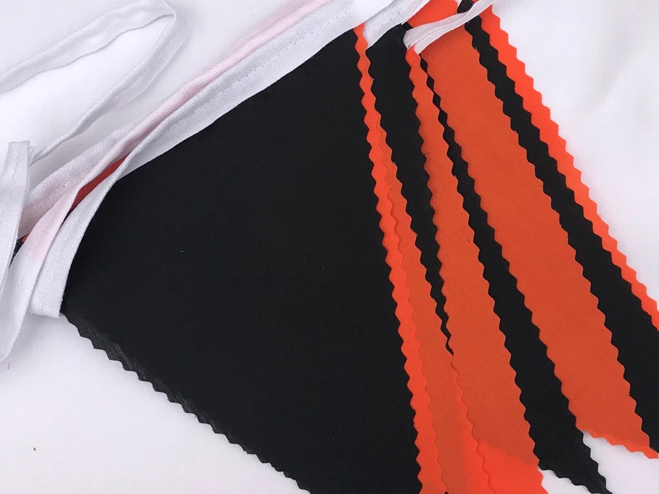 Tela Hecha a Mano Bunting NARANJA Y NEGRO.Halloween. Listo para Publicar. 10,20,40 pies Foto 1 de 1
