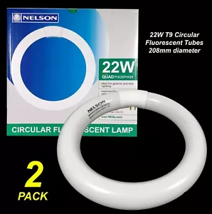 2 x 22W T9 Circular Fluorescent Tubes Lamps Globes 4000K Cool White QuadPhosphor - Picture 1 of 6