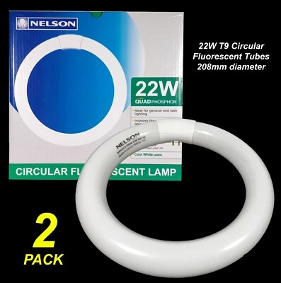 2 x 22W T9 Circular Fluorescent Tubes Lamps Globes 4000K Cool White QuadPhosphor - Image 1 of 4