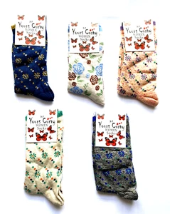 Damensocken Konvolut 5x Paar Blumenmuster - Bild 1 von 6