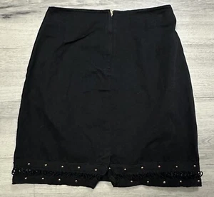 Vintage Lorraine Wardy Skirt Womens Waist 24 Jean Denim Black Western Cowgirl - Picture 1 of 6