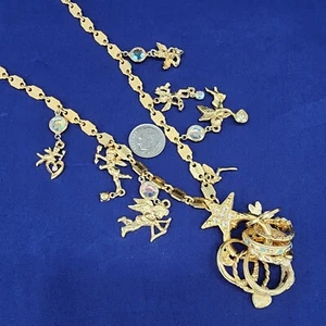 Collar Largo Vintage Kirks Folly Cupido Secretos de los 7 Ángeles Anillos Tono Dorado  - Imagen 1 de 24