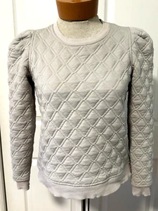 Tuckernuck Sz XS Sport Quilted Puff Sleeve Pullover Sweatshirt Light Green/Gray - Picture 1 of 8